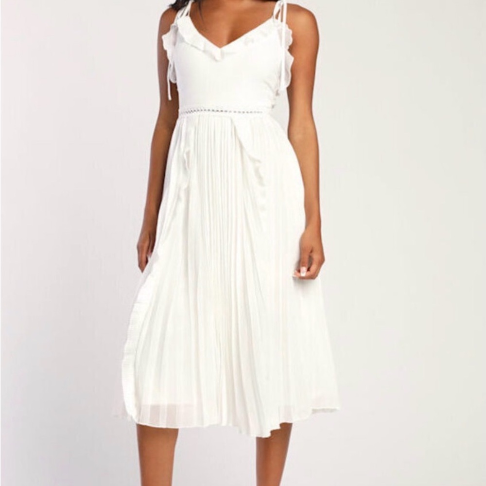 White Midi Dress- Lady Black Tie